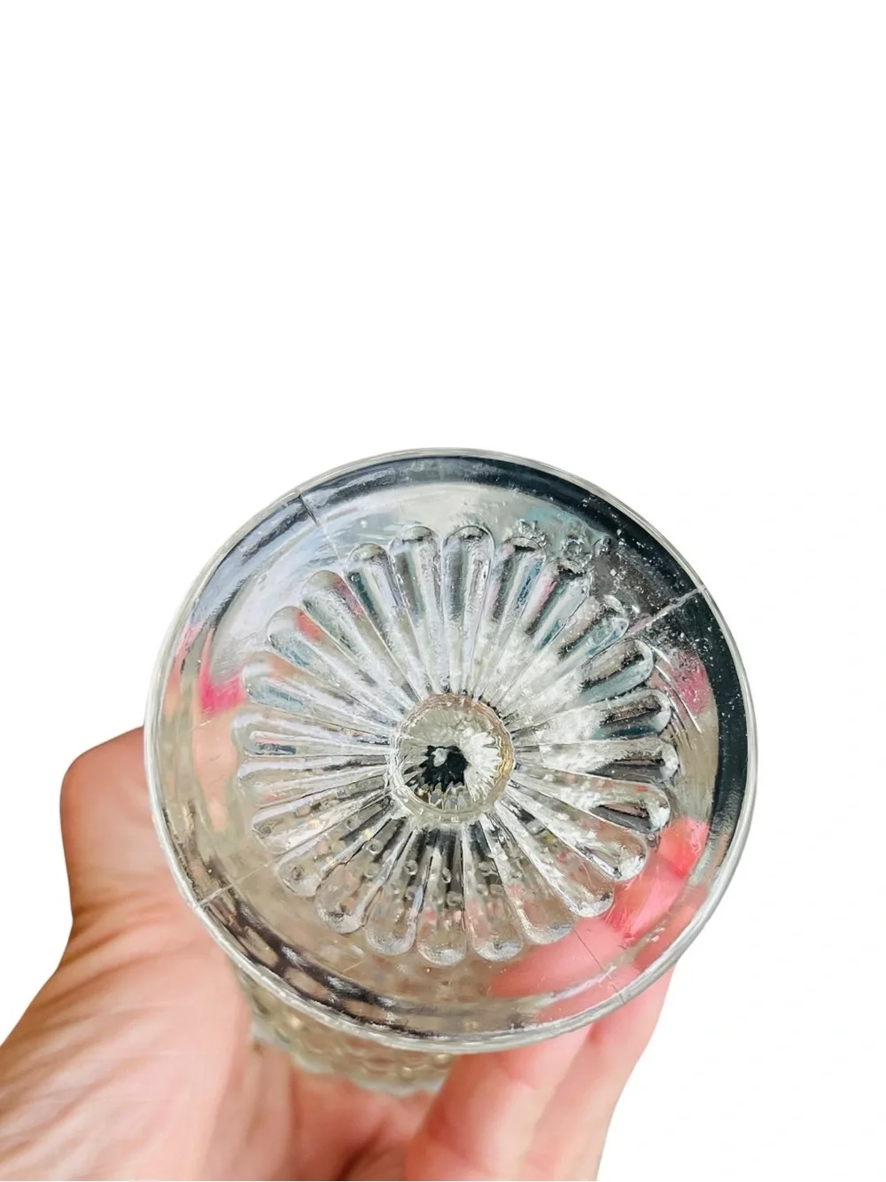 Vintage Moonstone Opalescent Hobnail Sherbet Coupe & Dessert Plates Set of 6